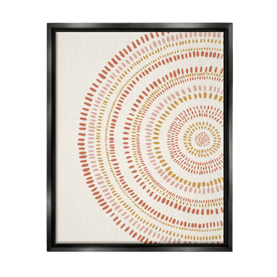 Boho Circle Striped Pattern Abstract Red Yellow Tones by Nancy McKenzie - Floater Frame Graphic Art on Canvas