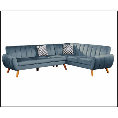 Contemporary 2-Piece Sectional Set With Dark Gray Velvet Upholstery, Plush Cushions, And Curved Armrests For Comfort And Style