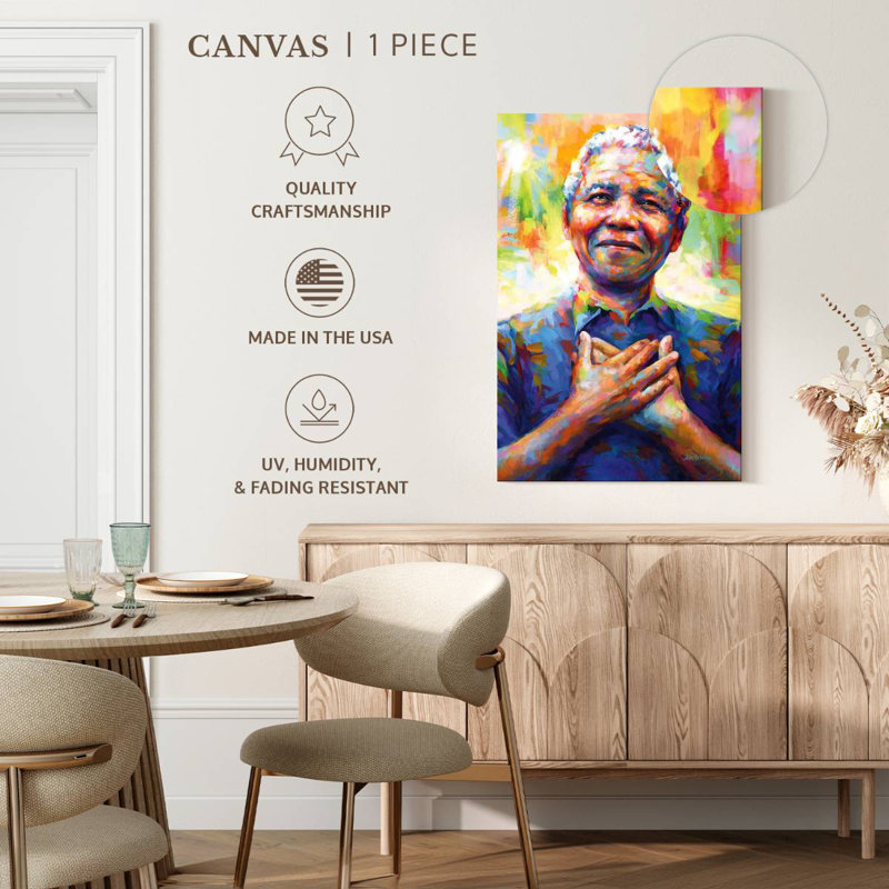 Portrait moderne de Nelson Mandela, H 24 po x l 16 po