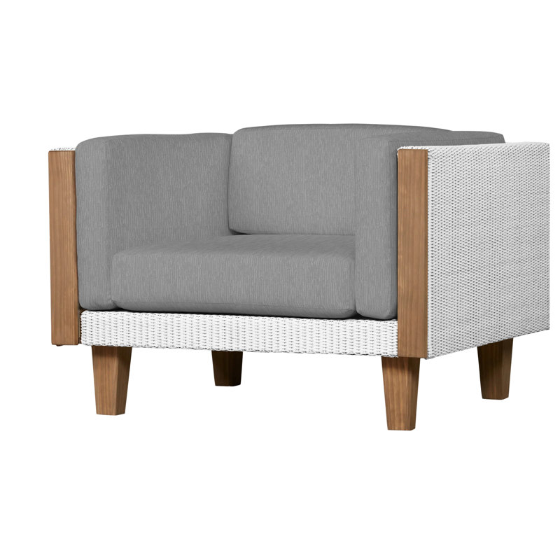 Catalina Outdoor Teak Lounge Chair, White, Demo Skyway