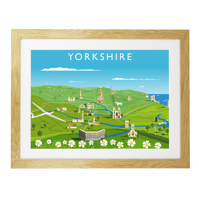 Yorkshire by Richard O'Neil - Print, Oak Wood Frame, 33.5 cm H x 43.5 cm W x 2.2 cm D