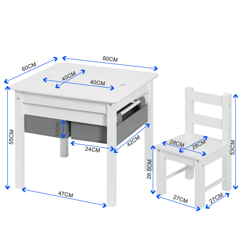 Kamal Kids 3 Piece Square Play Or Activity Table and Chair Set