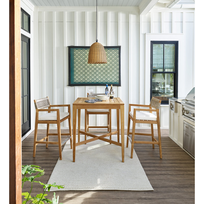 Chesapeake Outdoor Square Teak Bar Table