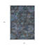 Tapis extérieur bleu sarcelle et gris anthracite lavable floral 10 pi x 14 pi