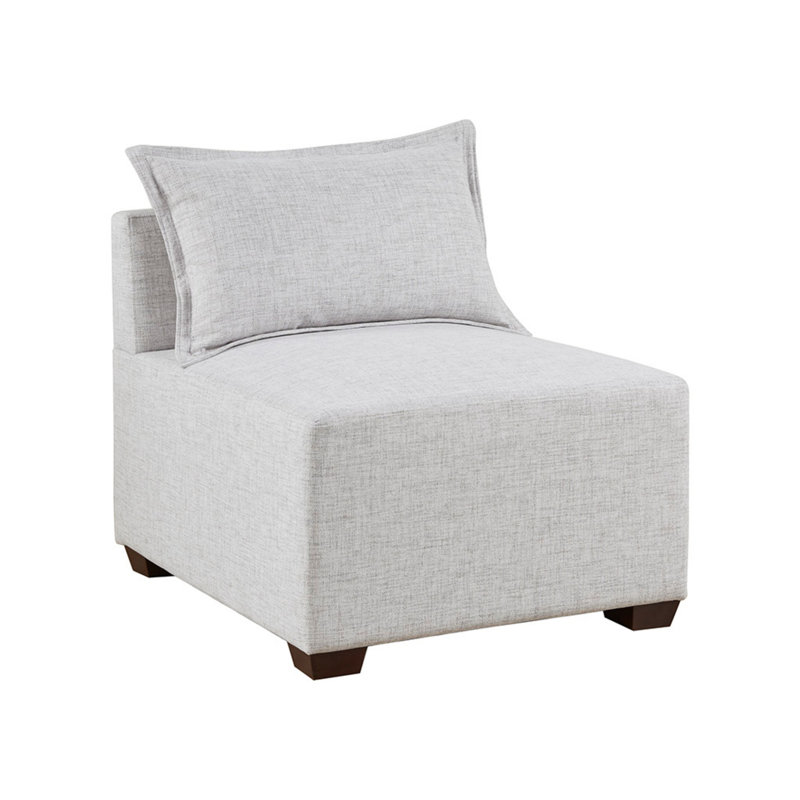 Silver Gray Woven Poly Fabric Modular Armless Chair