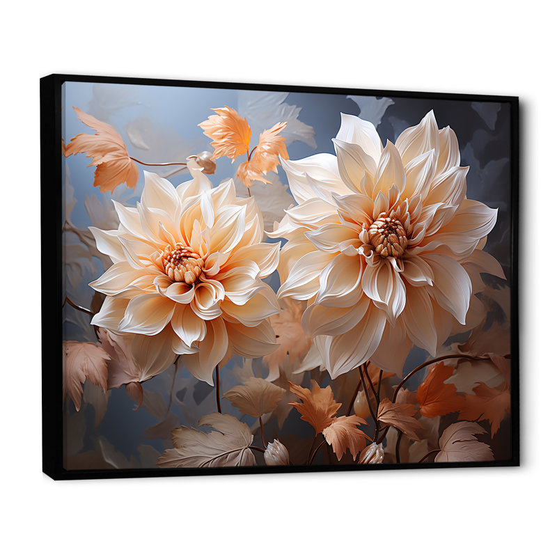 Corail Dahlia charme II - impression, H 30 po x l 40 po x P 1,5 po, Cadre flottant noir