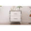 Élégante table de chevet ultrabrillante avec poignée en métal, table de chevet à miroir avec 2 tiroirs pour la chambre à coucher, le salon, le blanc