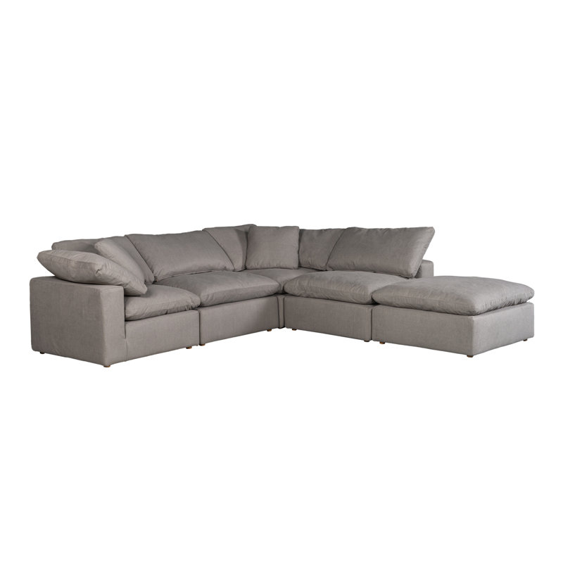 Canapé modulaire en tissu performance 5 pièces Armand, Performance gris clair