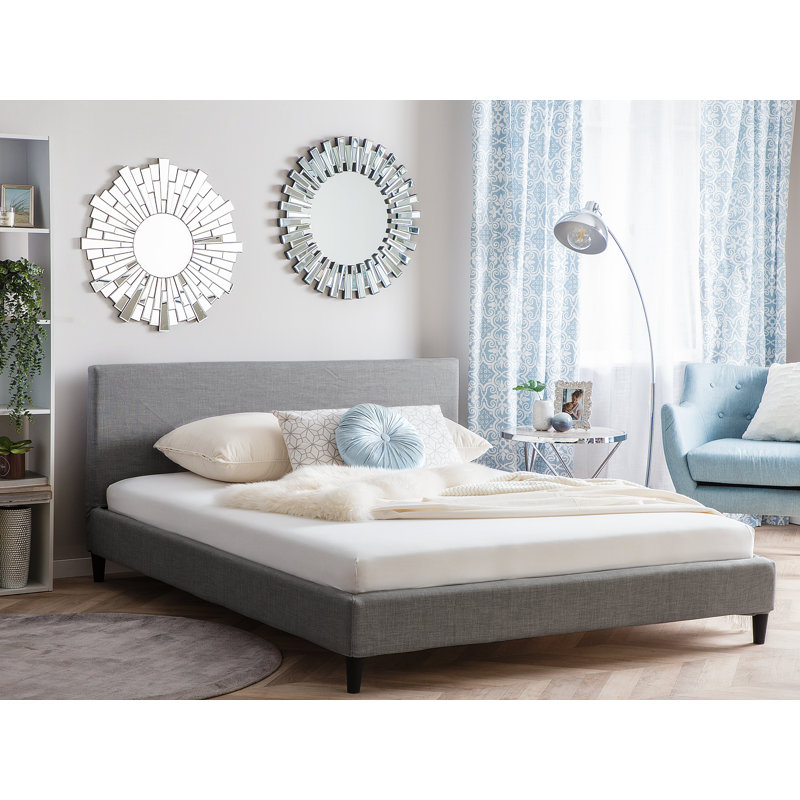 Xzavier Upholstered Bed, European Kingsize (160 x 200 cm), Grey