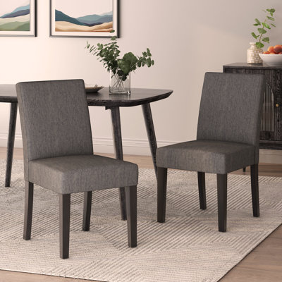Lira Contemporary Fabric Upholstered Dining Chairs with Tapered Rubberwood Legs