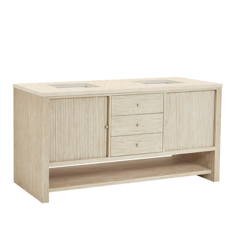 Marigot 72'' W Double Vanity, White Zeus, 8" Widespread