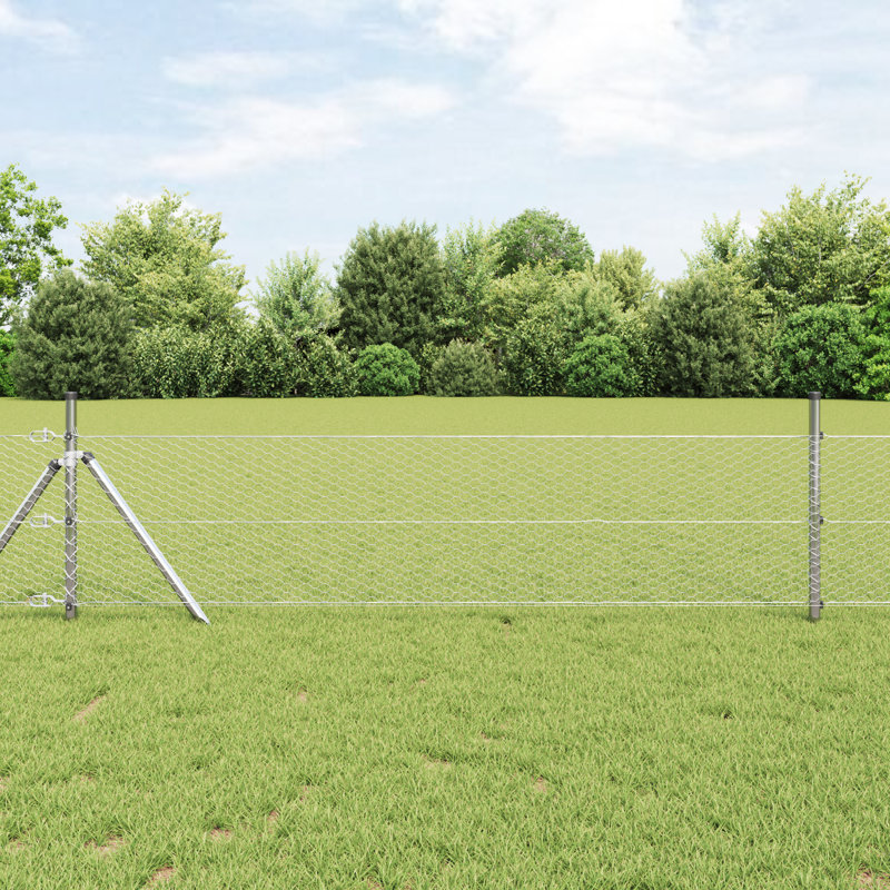 Vidaxl Hexagon Fence Galvanised Steel, Silver, 40cm H x 1000cm W