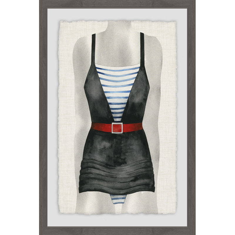 Maillot de bain rétro V - impression encadrée, H 30 po x l 20 po x P 1,5 po
