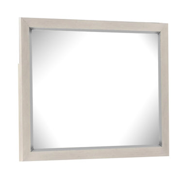 Kexa Dresser Mirror, Bevel Glass, Light Gray Solid Wood Frame, 34X44