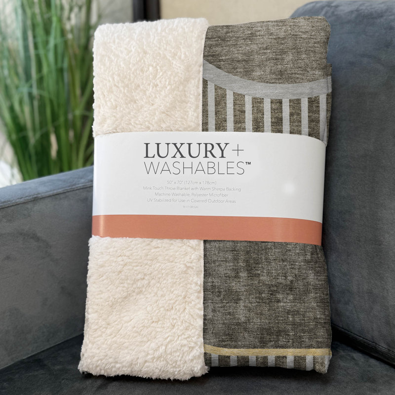 Jeté Art déco en sherpa Addison, Taupe géométrique 1