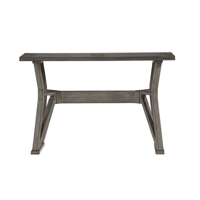Ash Gray Rectangular Wood Console Table with Slate Insert