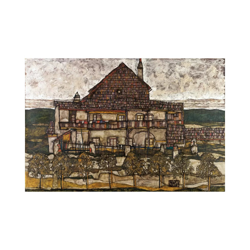 House With Shingle Roof (Old House) by Egon Schiele - Wrapped Canvas Painting, 66.04 cm H x 45.72 cm W x 1.91 cm D