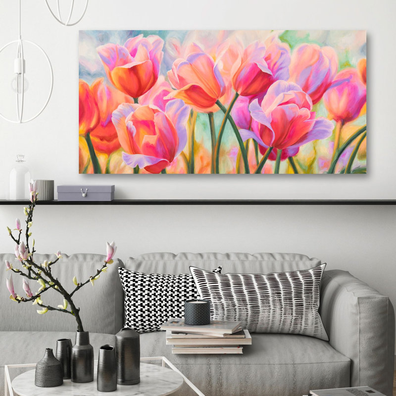 Tulips In Wonderland by Cynthia Ann - Wrapped Canvas Print, 50cm H x 100cm W x 4cm D