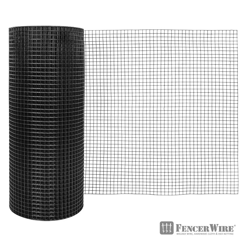 Black Vinyl Coated Hardware Cloth Fencing Roll, 1/2 in. Mesh, 50 ft.