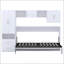 Lit escamotable simple avec tablettes ouvertes et tiroirs de rangement