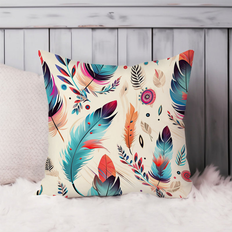 Boho Feather Pattern IV Bohemian, 20"H x 20"W