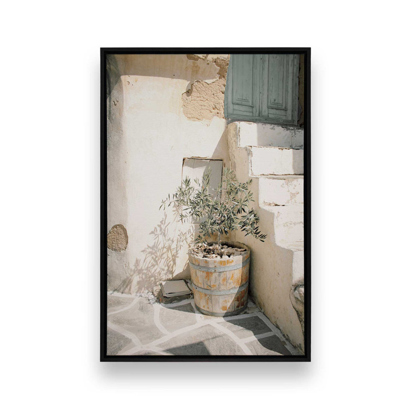 «Olive Tree in the Sun», reproduction sur toile, Cadre flottant noir satiné, H 48,75 po x l 32,75 po x P 1,75 po