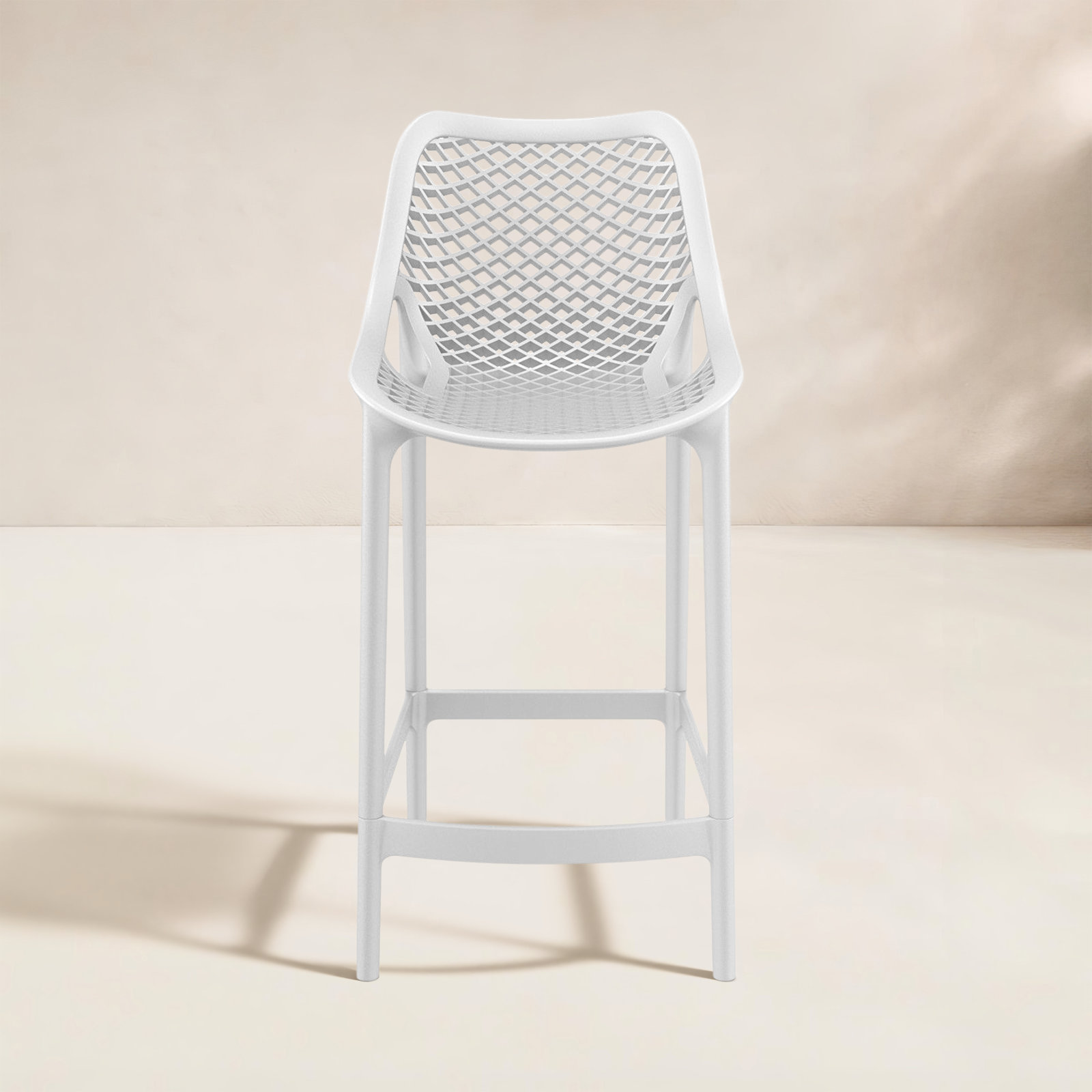 Farrah Patio Bar Stool, White, 25.6"