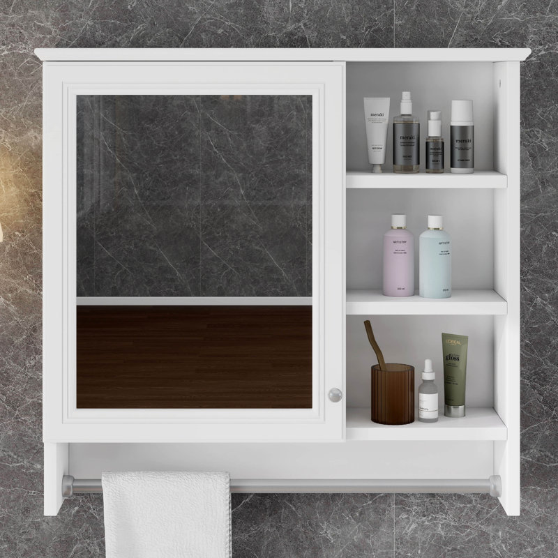 Armoire de rangement murale 2 en 1 avec tablette réglable, Blanc