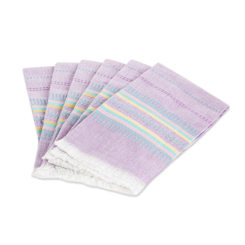 Ensemble de 6 serviettes Maraki Hokku Designs faites à la main en coton lavande