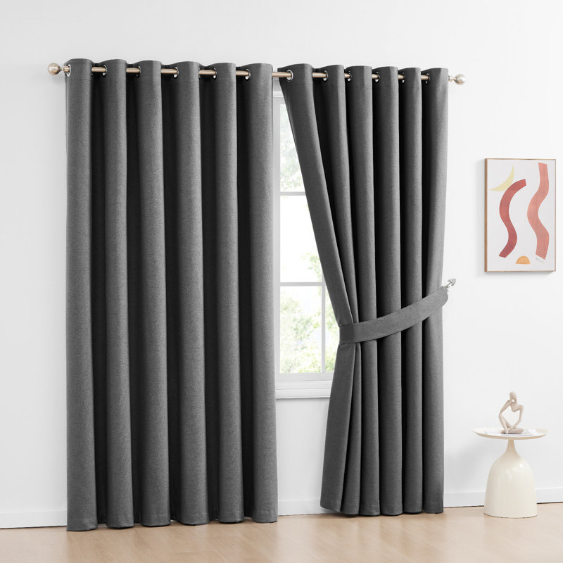 Semi Sheer Curtain Panel Pair, Beige, 167.64cm Width x 182.88cm Drop