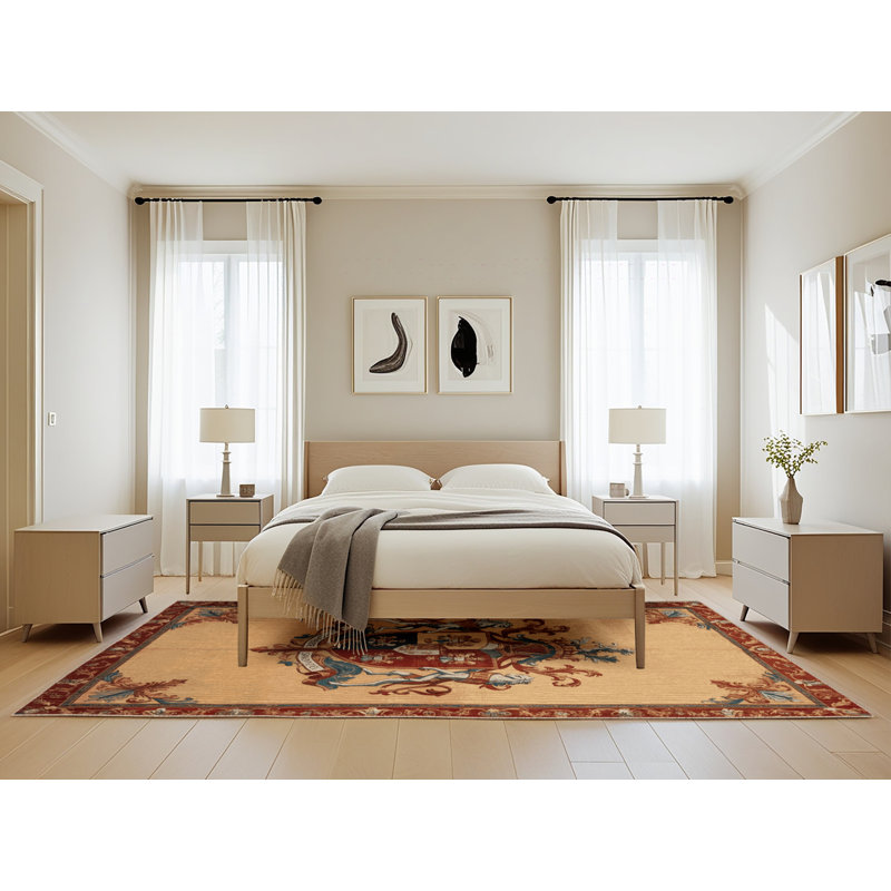 Machine Washable French Brown Area Rug, Rectangle 5' x 8'