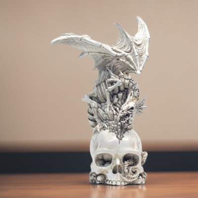 9.25"H Dragon on Skull Figurine