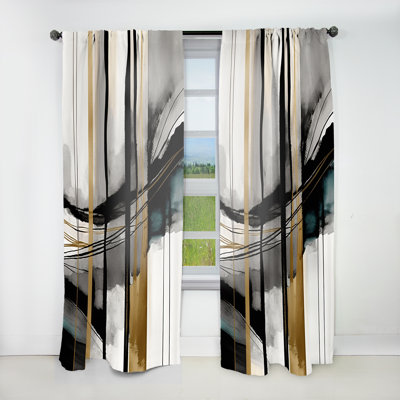 Abstract Transitional Modern Shapes II - Shapes Curtain - Velvet Room Darkening - 1 panel