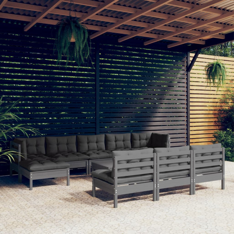 Ensemble de salon de jardin Vidaxl, gris, gris