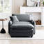 Canapé simple à assise profonde avec repose-pieds et coussin
