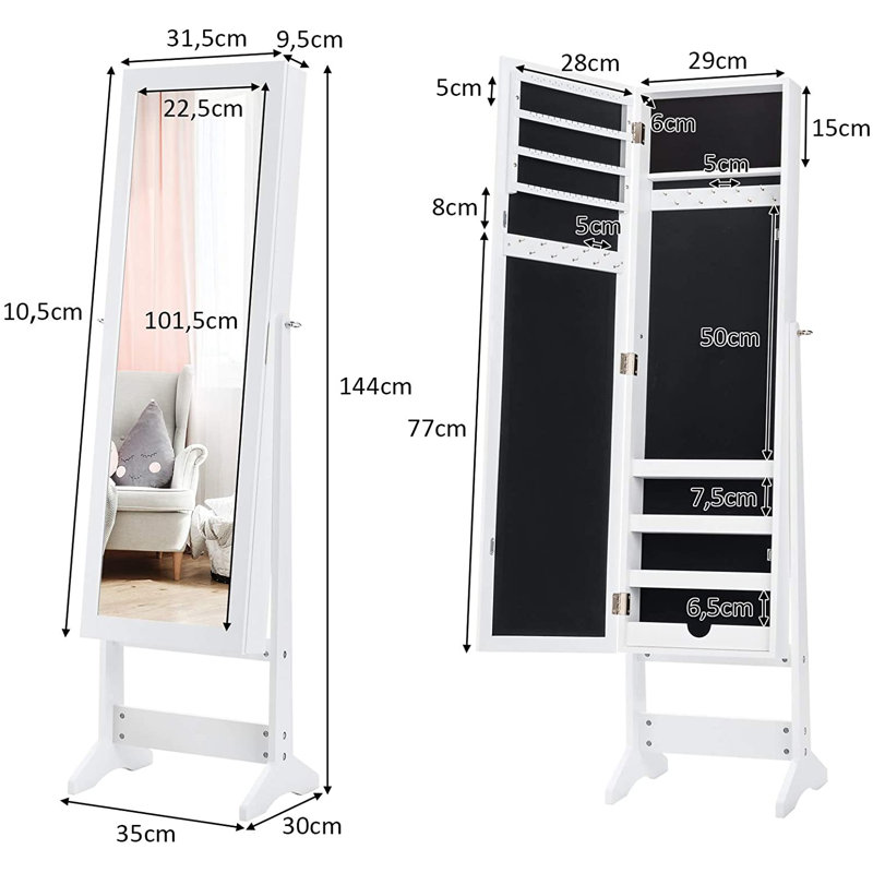 Ave Jewelry Armoire, White