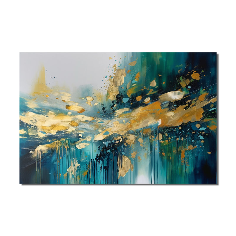 Golden Explosion Triangles IV - Modern Geometric Canvas Print