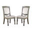 Ensemble de 2 chaises d'appoint rembourrées en similicuir gris avec sièges rembourrés et pieds tournés pour un repas confortable