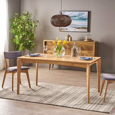 Mid-Century Dining Table Rubberwood Walnut Veneer Oak
