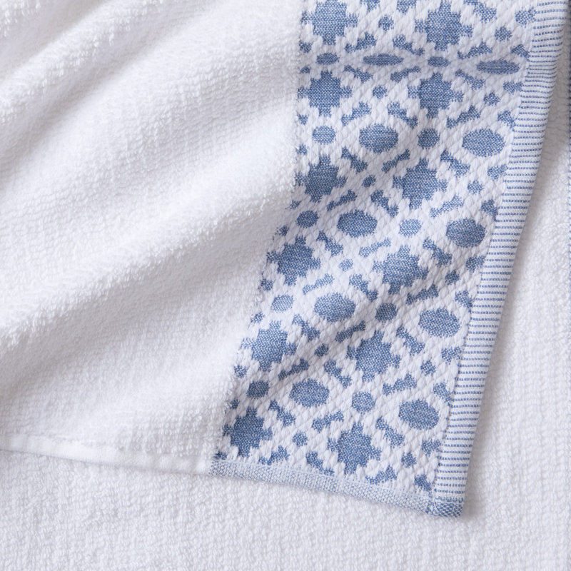 Shalyssa Turkish Cotton Midweight Mulit-Size Set, White/Denim Blue