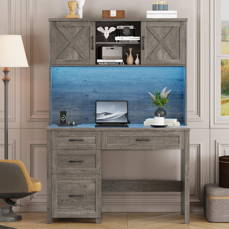 Bureau de direction avec huche 67 "H, Gris