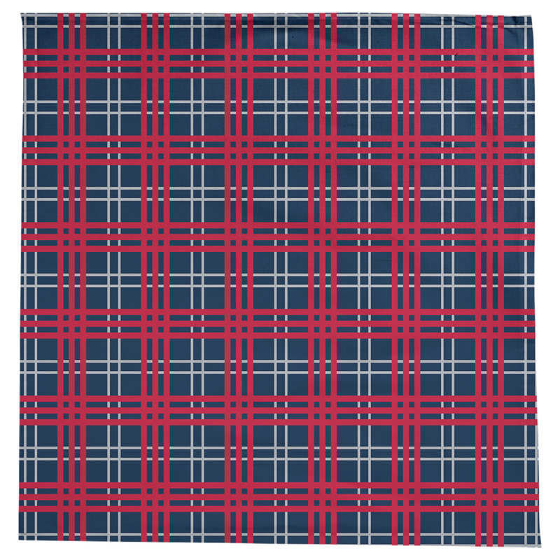 Plaid Cotton Blend Square Tablecloth, Nautical Blue/New Century Silver/Red