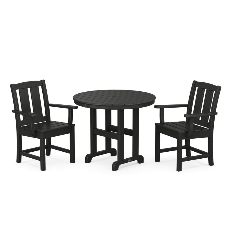 Mission 3-Piece Farmhouse Dining Set, Black