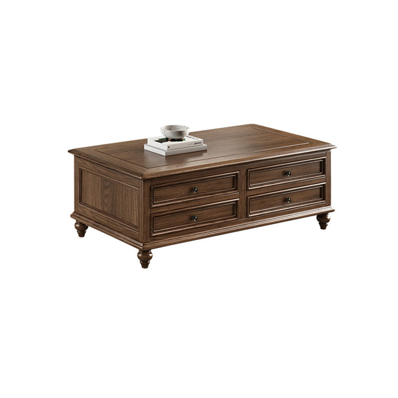 Table basse vintage en bois massif de style européen, Noyer clair
