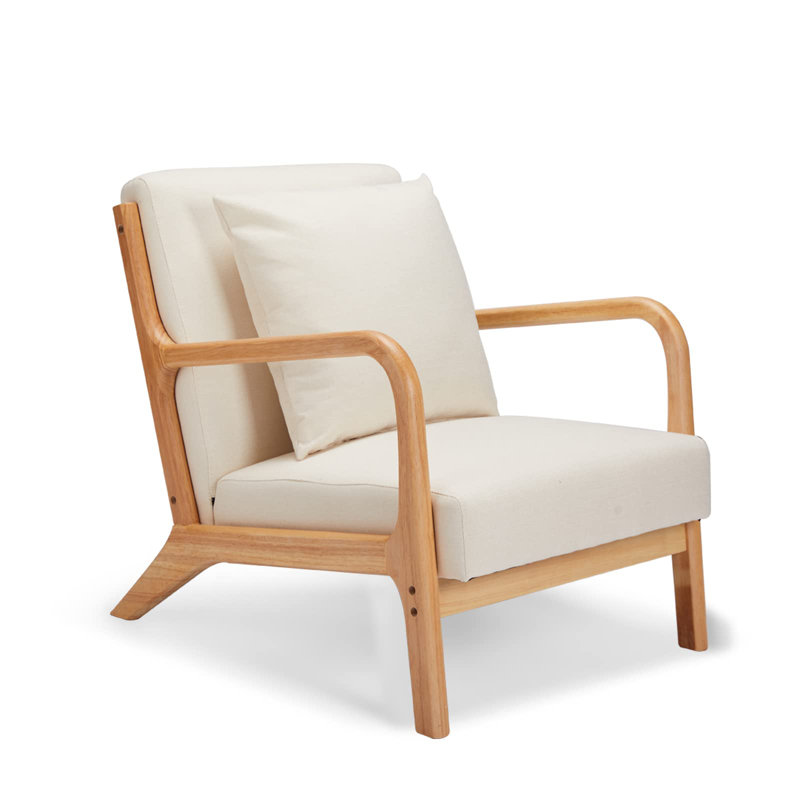 Upholstered Armchair, White Linen