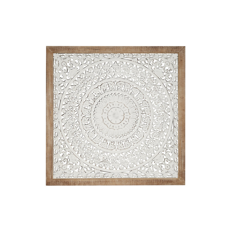 Décoration murale carrée en bois sculpté rétro