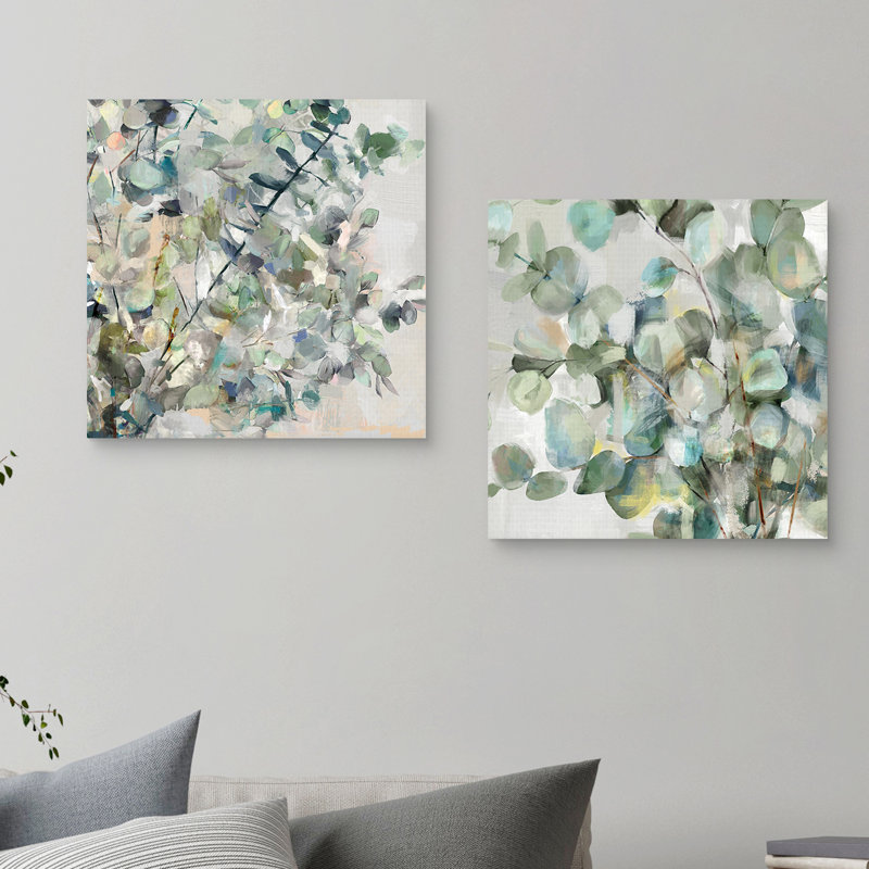 Teal and Olive Abstract Canvas Art Set