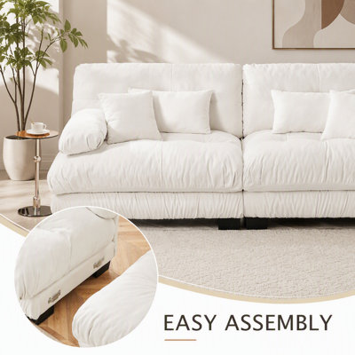 Canapé d'angle Cloud Couch pour salon, 2 places en chenille avec pouf convertible et coussins, gris
