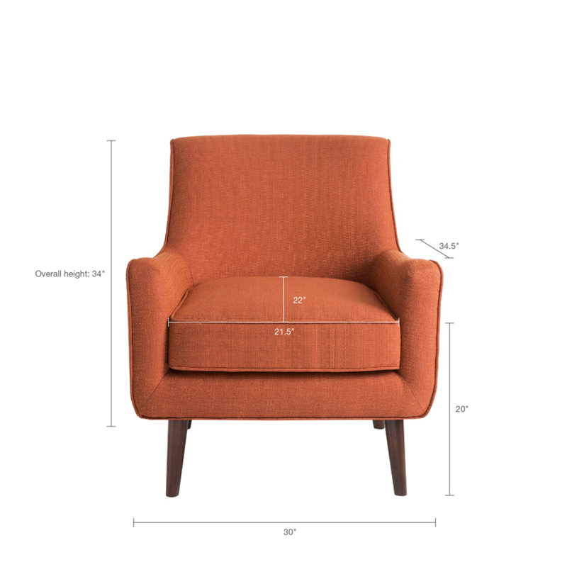 Fauteuil d'appoint de style Mid-Century, Polyester orange brûlé