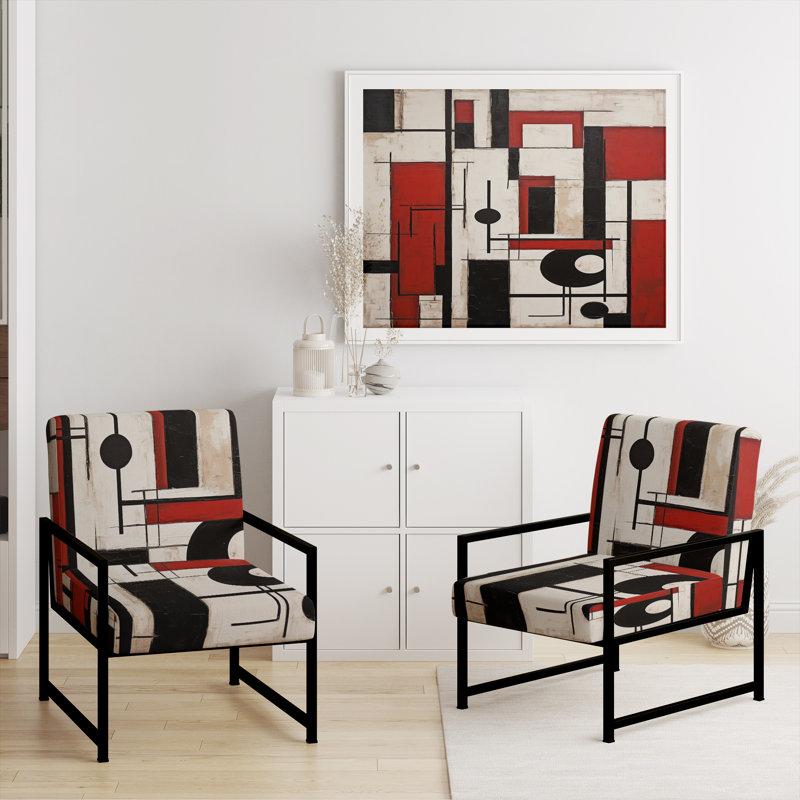 Crissom - Fauteuil rembourré d'appoint abstrait, Noir, noir, noir, noir